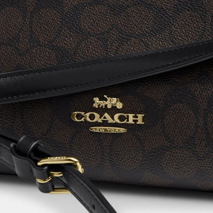 Coach Laurel Shoulder Bag In Signature Canvas Gold Walnut Black