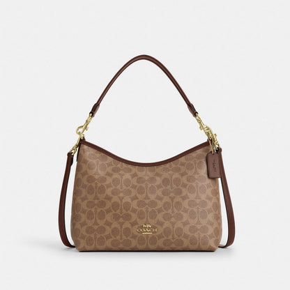 Coach Laurel Shoulder Bag In Signature Canvas Gold Tan Brown