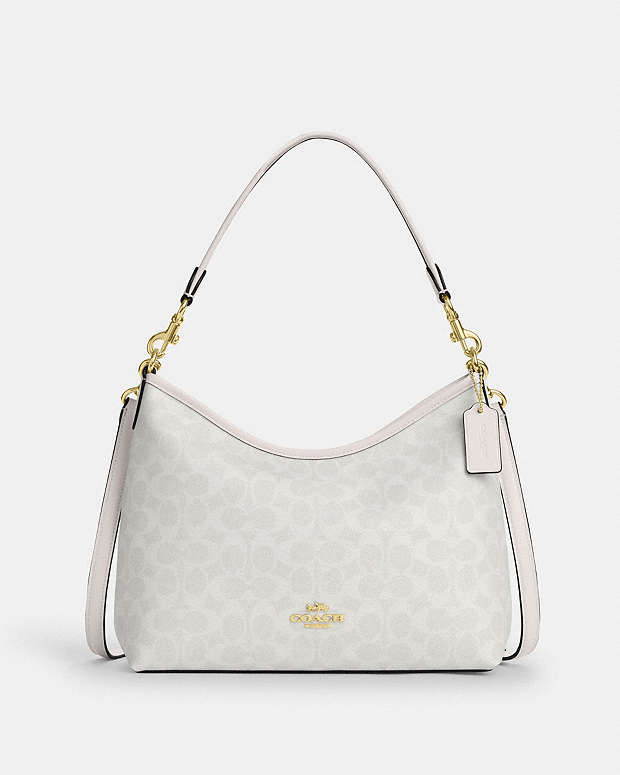 Laurel Shoulder Bag In Signature Canvas Signature Canvas-Gold-White-Chalk Signature Canvas-Gold-White-Chalk