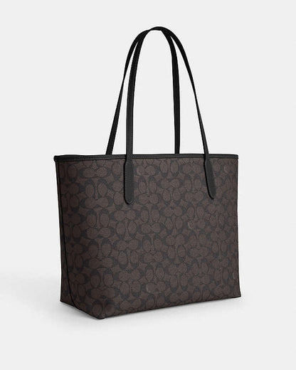 City Tote Bag In Signature Canvas Signature Canvas-Gold-Walnut-Black Signature Canvas-Gold-Walnut-Black