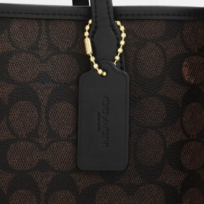 Coach City Tote Bag In Signature Canvas Gold Walnut Black
