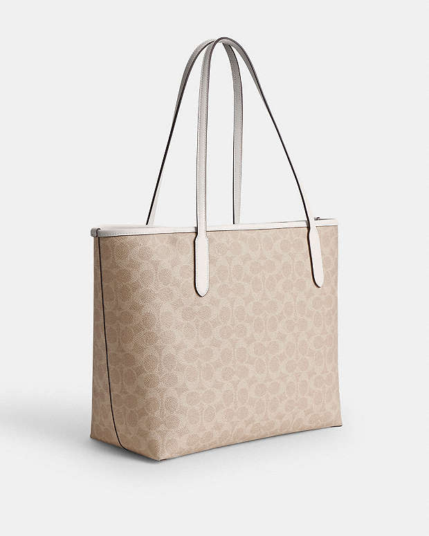 City Tote Bag In Signature Canvas Signature Canvas-Gold-Sand-Chalk Signature Canvas-Gold-Sand-Chalk