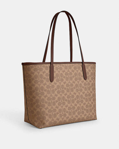 City Tote Bag In Signature Canvas Signature Canvas-Gold-Tan-Brown Signature Canvas-Gold-Tan-Brown