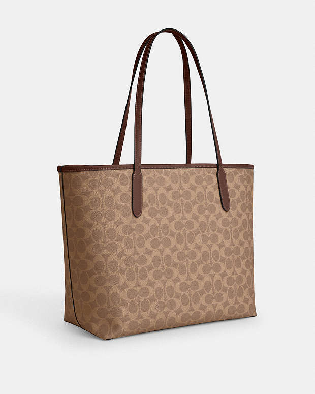 City Tote Bag In Signature Canvas Signature Canvas-Gold-Tan-Brown Signature Canvas-Gold-Tan-Brown