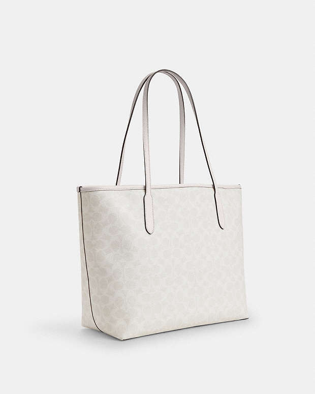 City Tote Bag In Signature Canvas Signature Canvas-Gold-White-Chalk Signature Canvas-Gold-White-Chalk