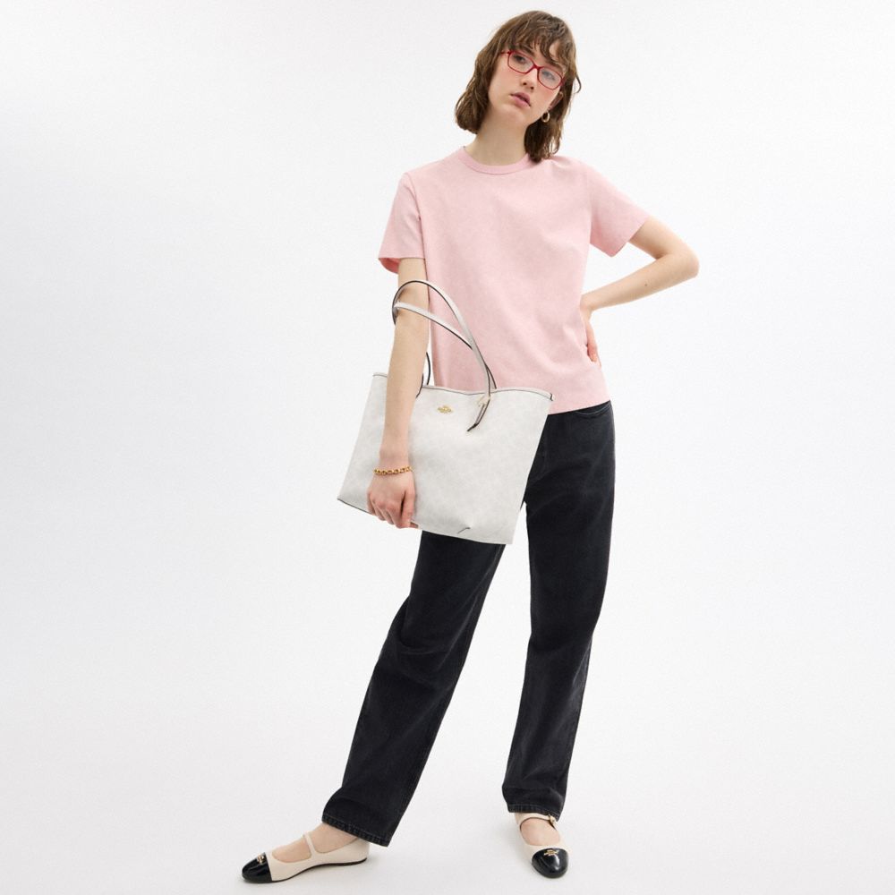 Coach City Tote Bag In Signature Canvas Gold White Chalk