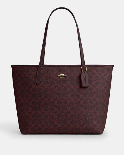 City Tote Bag In Signature Canvas Signature Canvas-Im-Black Currant Signature Canvas-Im-Black Currant