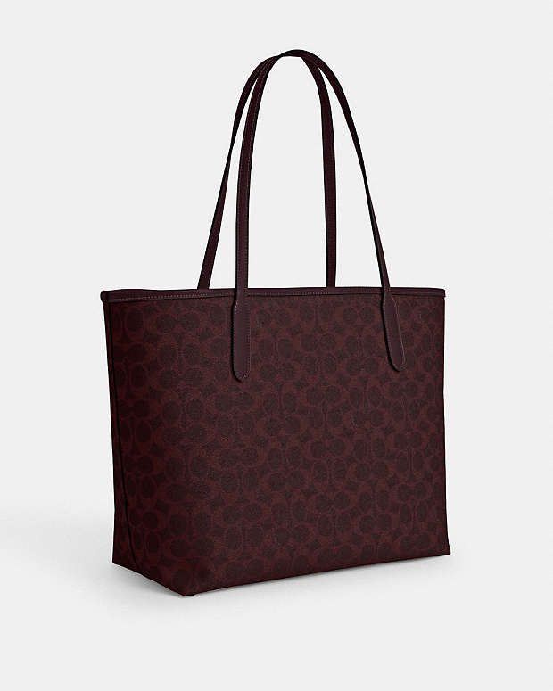 City Tote Bag In Signature Canvas Signature Canvas-Im-Black Currant Signature Canvas-Im-Black Currant