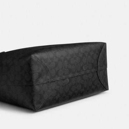 Coach City Tote Bag In Signature Canvas Gunmetal Charcoal Black