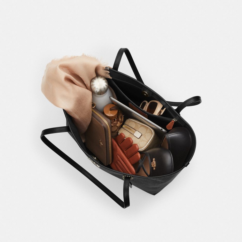 Coach City Tote Bag In Signature Canvas Gunmetal Charcoal Black