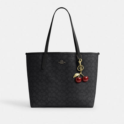 Coach City Tote Bag In Signature Canvas Gunmetal Charcoal Black