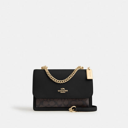 Coach Klare Crossbody Bag In Signature Canvas Gold Walnut Black