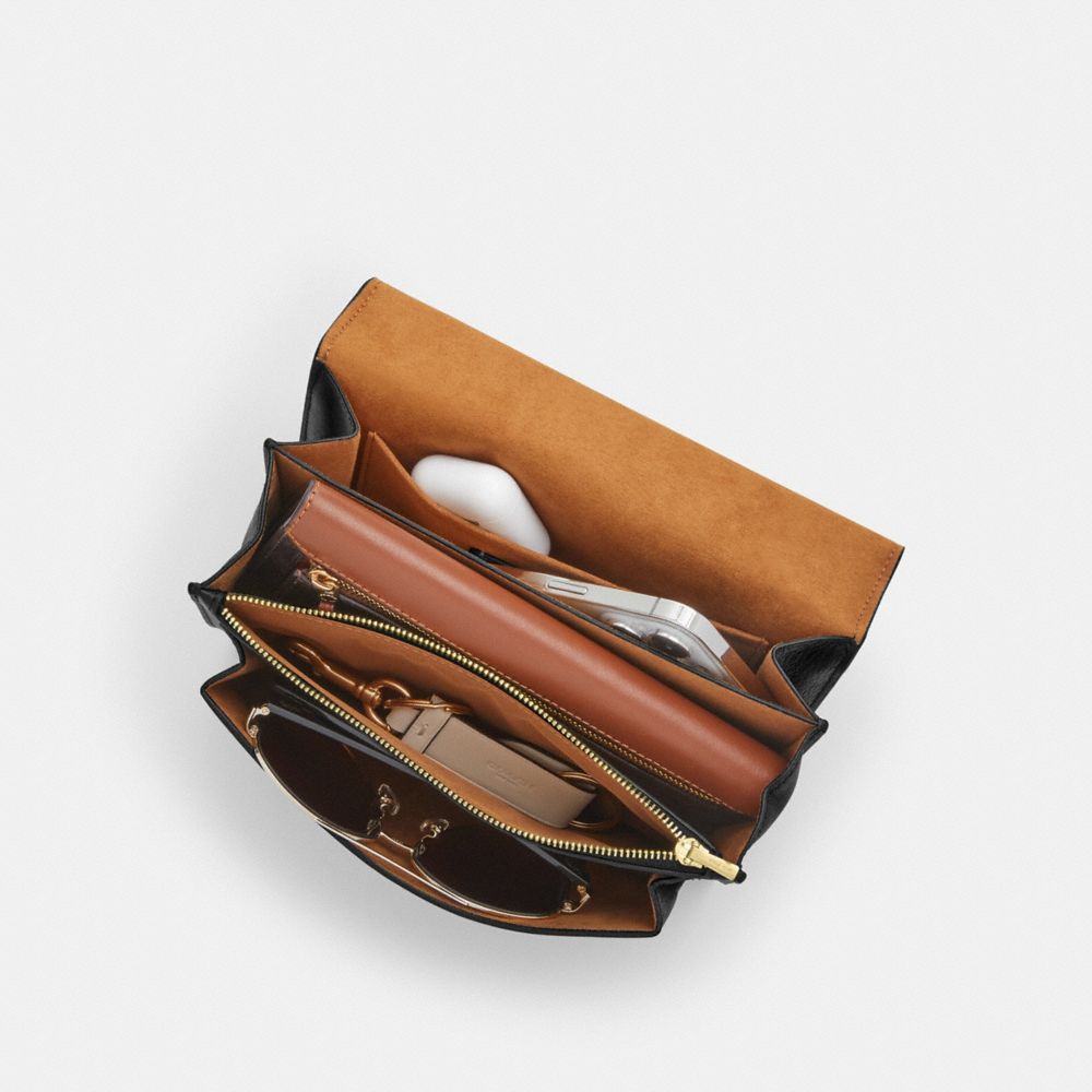 Coach Klare Crossbody Bag In Signature Canvas Gold Walnut Black