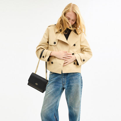 Coach Klare Crossbody Bag In Signature Canvas Gold Walnut Black