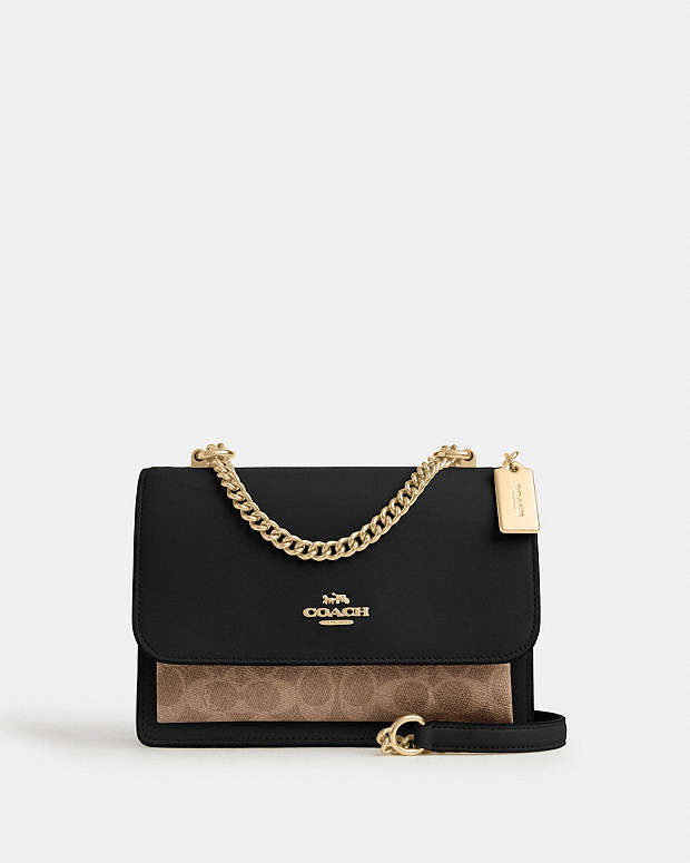 Klare Crossbody Bag In Signature Canvas Signature Canvas-Gold-Tan-Black Multi Signature Canvas-Gold-Tan-Black Multi