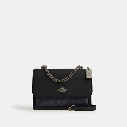 Coach Klare Crossbody Bag In Signature Canvas Gunmetal Charcoal Black