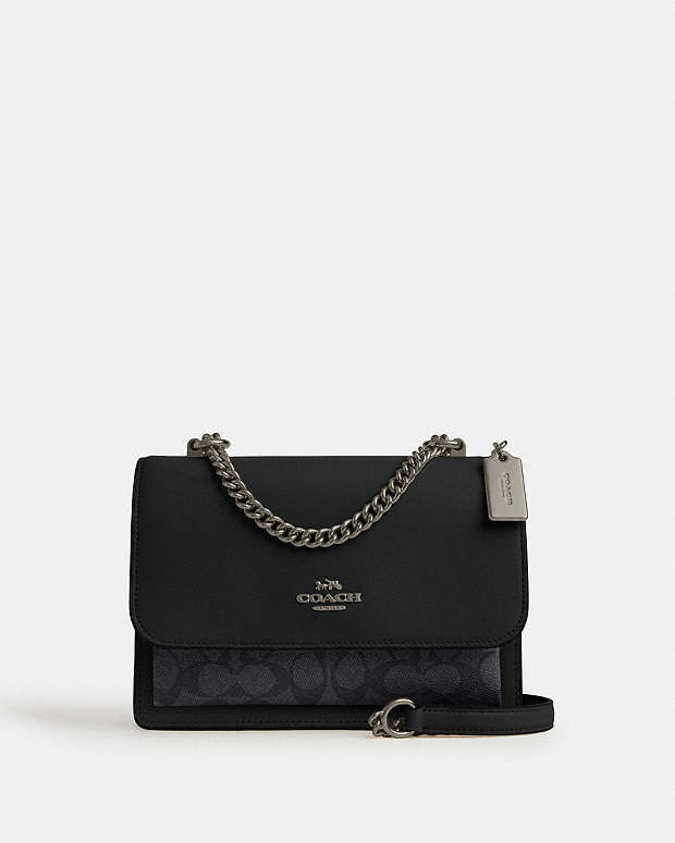 Klare Crossbody Bag In Signature Canvas Signature Canvas-Gunmetal-Charcoal-Black Signature Canvas-Gunmetal-Charcoal-Black