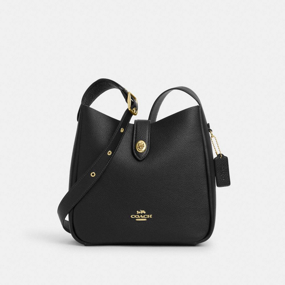 Hadley Convertible Crossbody Bag Pebbled Leather-Gold-Black Pebbled Leather-Gold-Black