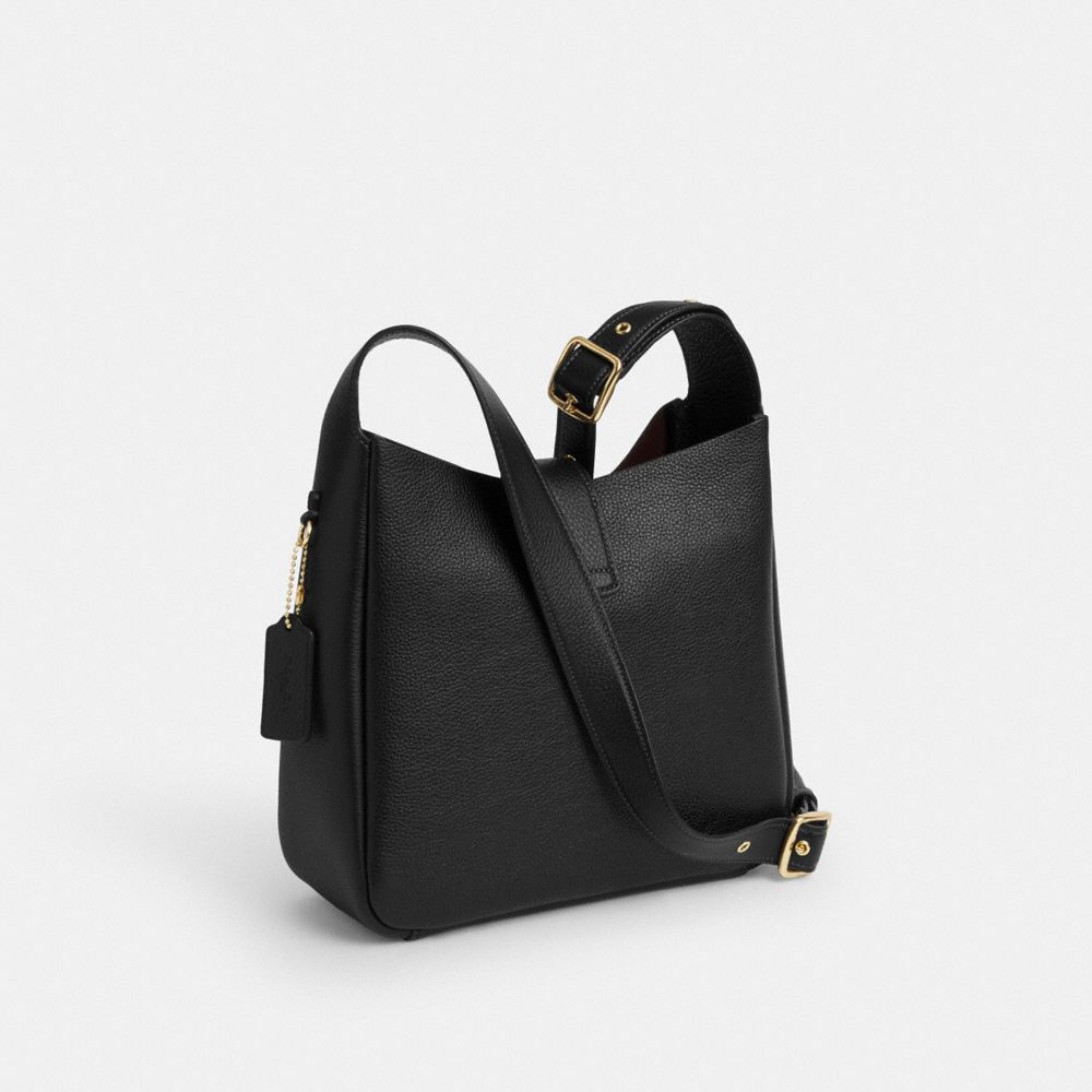 Hadley Convertible Crossbody Bag Pebbled Leather-Gold-Black Pebbled Leather-Gold-Black