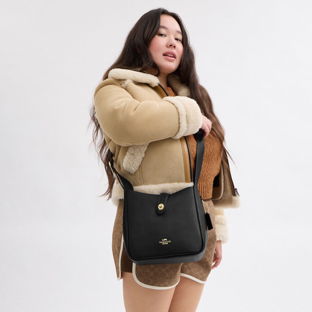 Hadley Convertible Crossbody Bag Pebbled Leather-Gold-Black Pebbled Leather-Gold-Black