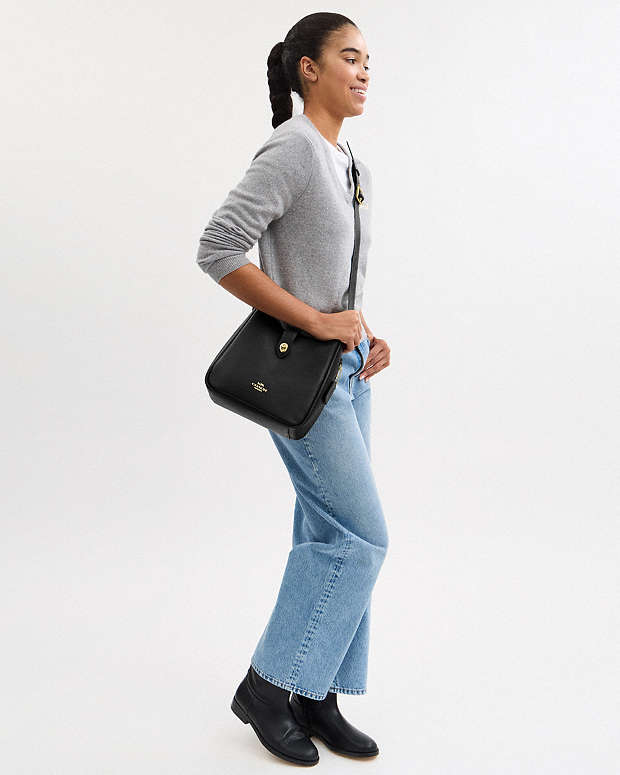 Hadley Convertible Crossbody Bag Pebbled Leather-Gold-Black Pebbled Leather-Gold-Black