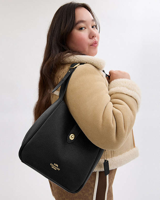Hadley Convertible Crossbody Bag Pebbled Leather-Gold-Black Pebbled Leather-Gold-Black