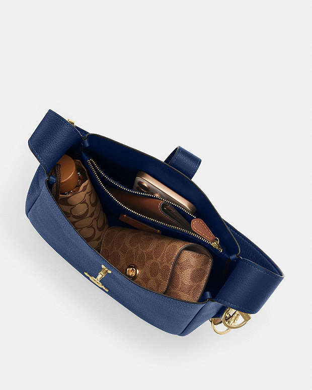 Hadley Convertible Crossbody Bag Pebbled Leather-Gold-Deep Blue Pebbled Leather-Gold-Deep Blue