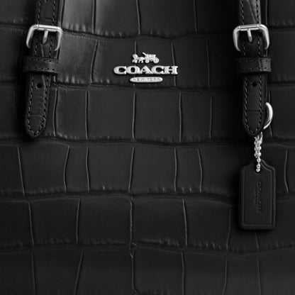 Coach Mollie Tote Bag 25 Silver Black