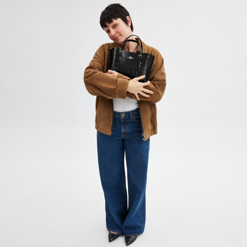 Coach Mollie Tote Bag 25 Silver Black