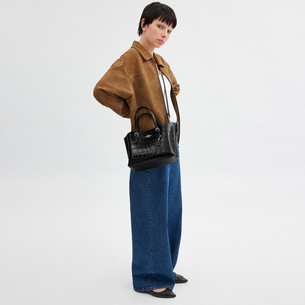 Coach Mollie Tote Bag 25 Silver Black