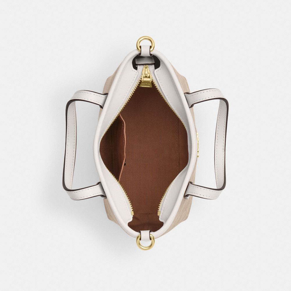 Coach City Mini Tote Bag In Signature Canvas Gold Sand Chalk