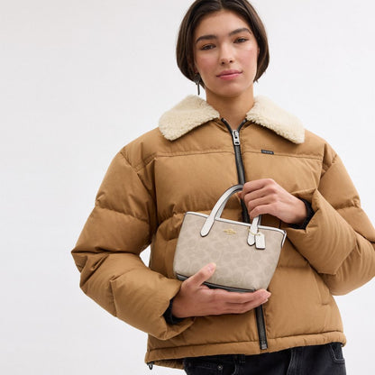Coach City Mini Tote Bag In Signature Canvas Gold Sand Chalk