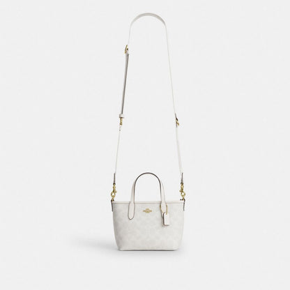Coach City Mini Tote Bag In Signature Canvas Gold/White/Chalk