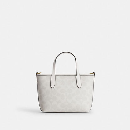 Coach City Mini Tote Bag In Signature Canvas Gold/White/Chalk