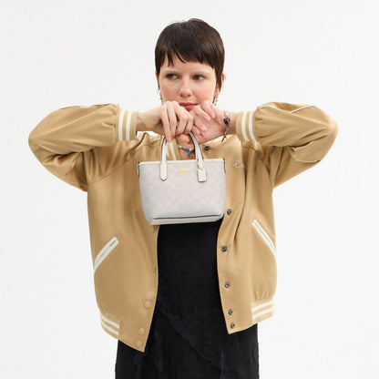 Coach City Mini Tote Bag In Signature Canvas Gold White Chalk