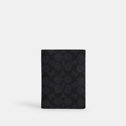 Passport Card Case In Signature Canvas Signature Canvas-Gunmetal-Charcoal-Black Signature Canvas-Gunmetal-Charcoal-Black