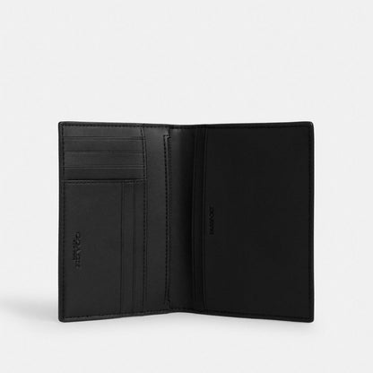 Coach Passport Card Case In Signature Canvas Gunmetal/Tan/Black