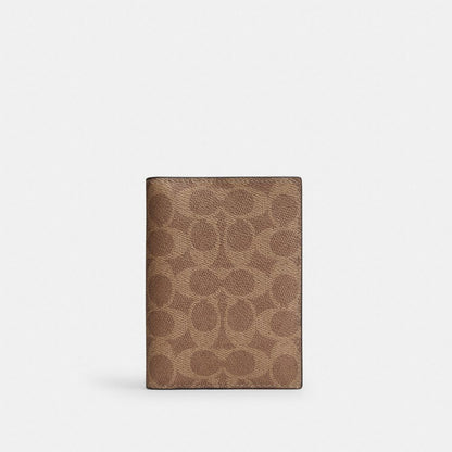 Coach Passport Card Case In Signature Canvas Silver/Tan/Black