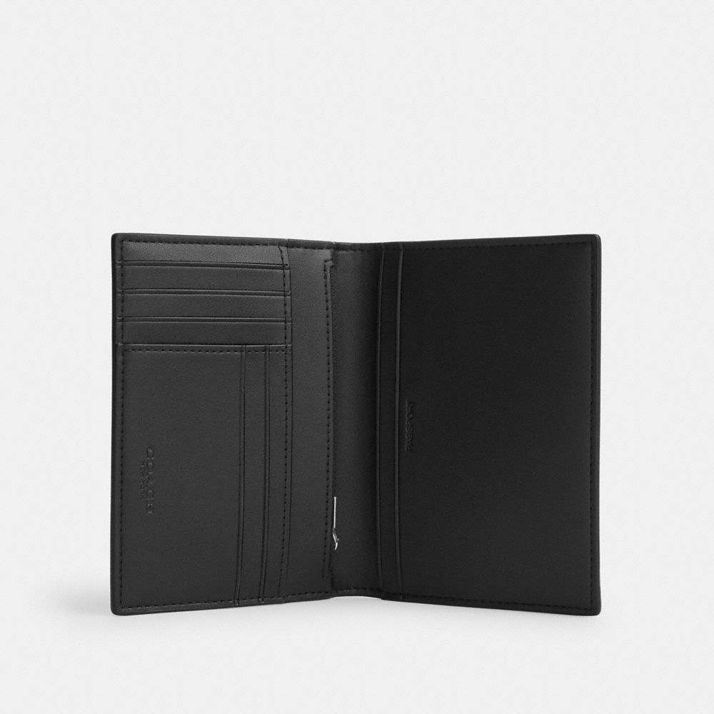 Coach Passport Card Case In Signature Canvas Silver/Tan/Black