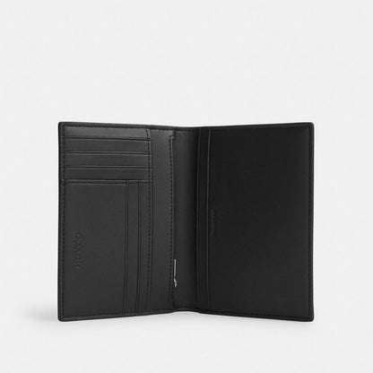 Coach Passport Card Case In Signature Canvas Silver/Tan/Black