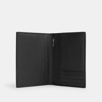 Coach Passport Card Case In Signature Canvas Silver/Black Signature