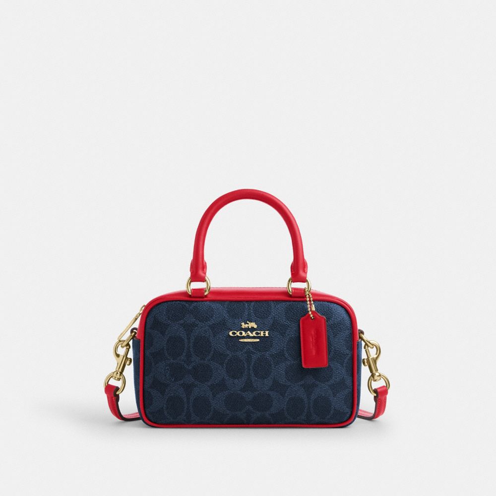 Satchel Crossbody Bag In Signature Canvas Signature Canvas-Im-Denim-Bold Red Signature Canvas-Im-Denim-Bold Red