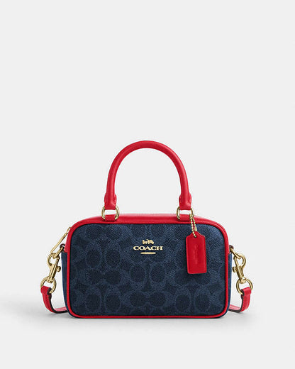 Satchel Crossbody Bag In Signature Canvas Signature Canvas-Im-Denim-Bold Red Signature Canvas-Im-Denim-Bold Red