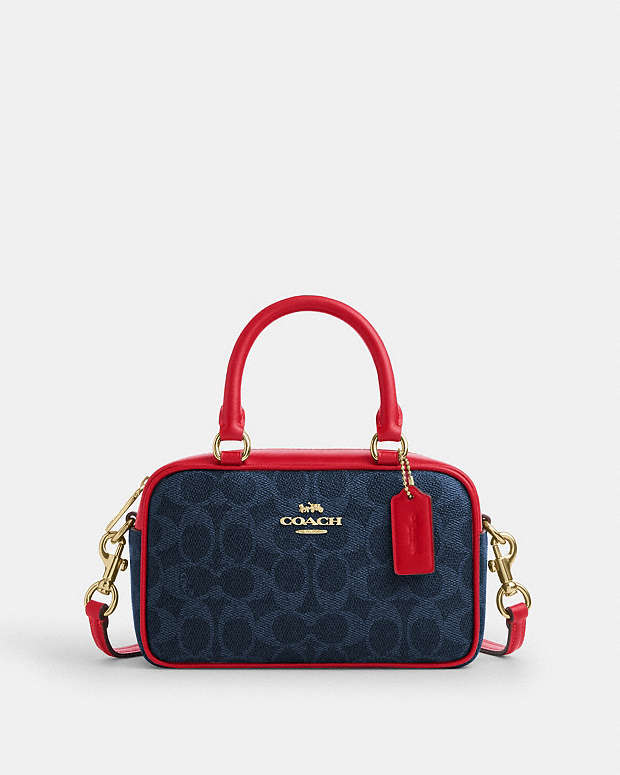 Satchel Crossbody Bag In Signature Canvas Signature Canvas-Im-Denim-Bold Red Signature Canvas-Im-Denim-Bold Red