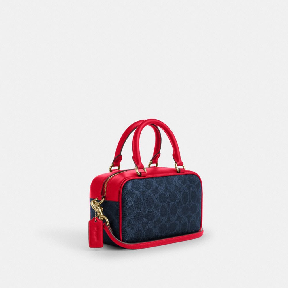 Satchel Crossbody Bag In Signature Canvas Signature Canvas-Im-Denim-Bold Red Signature Canvas-Im-Denim-Bold Red