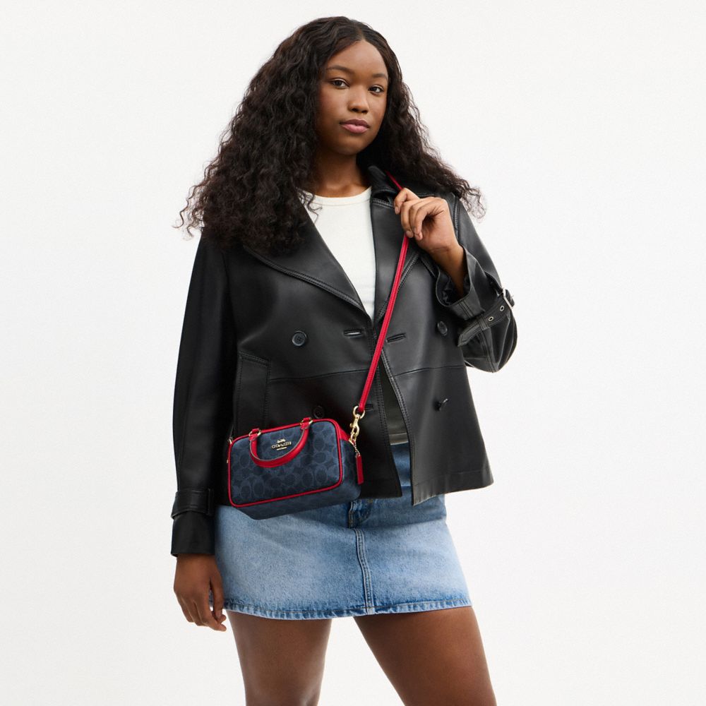 Satchel Crossbody Bag In Signature Canvas Signature Canvas-Im-Denim-Bold Red Signature Canvas-Im-Denim-Bold Red