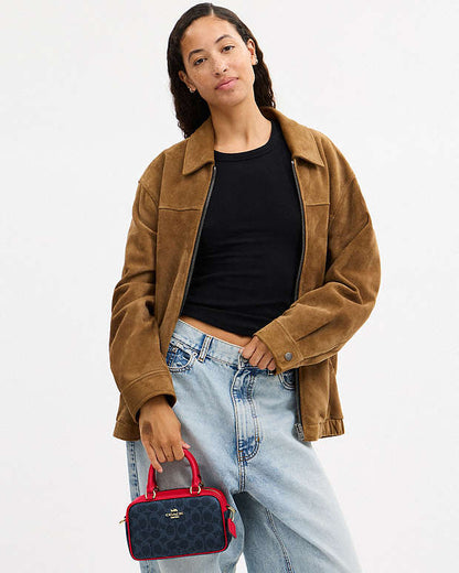 Satchel Crossbody Bag In Signature Canvas Signature Canvas-Im-Denim-Bold Red Signature Canvas-Im-Denim-Bold Red