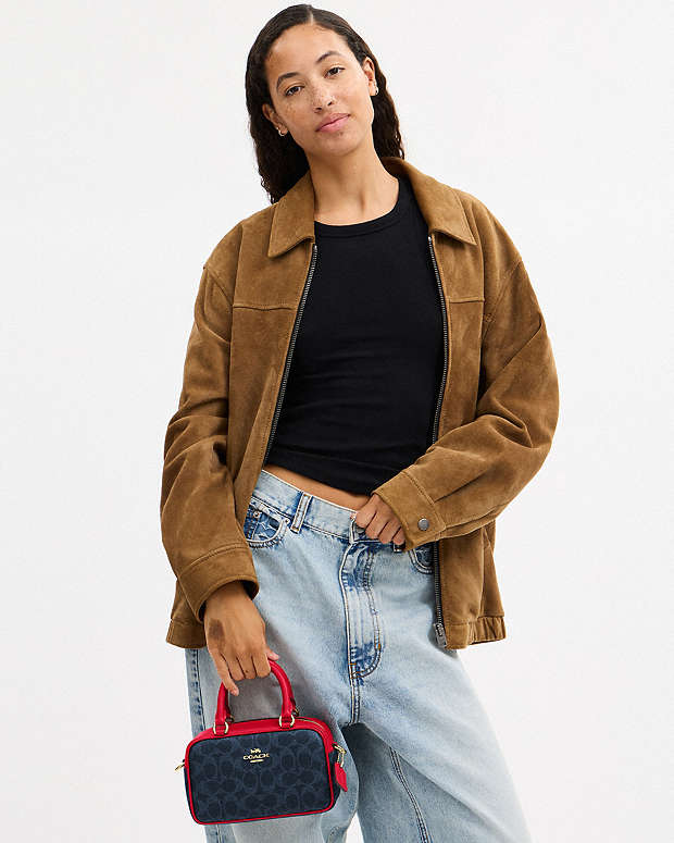 Satchel Crossbody Bag In Signature Canvas Signature Canvas-Im-Denim-Bold Red Signature Canvas-Im-Denim-Bold Red
