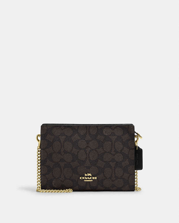 Slim Crossbody Bag In Signature Canvas Signature Canvas-Gold-Walnut-Black Signature Canvas-Gold-Walnut-Black