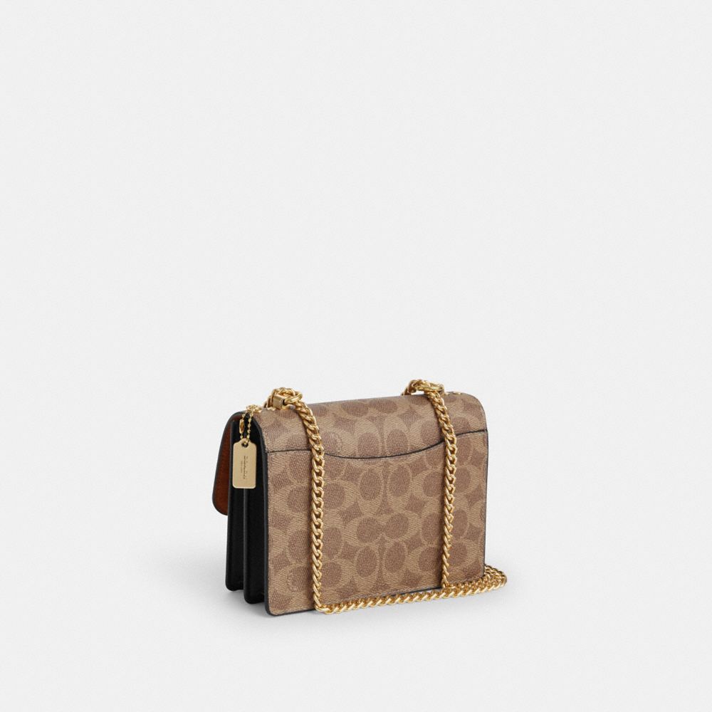 Coach Mini Klare Crossbody Bag In Signature Canvas Gold Tan Black